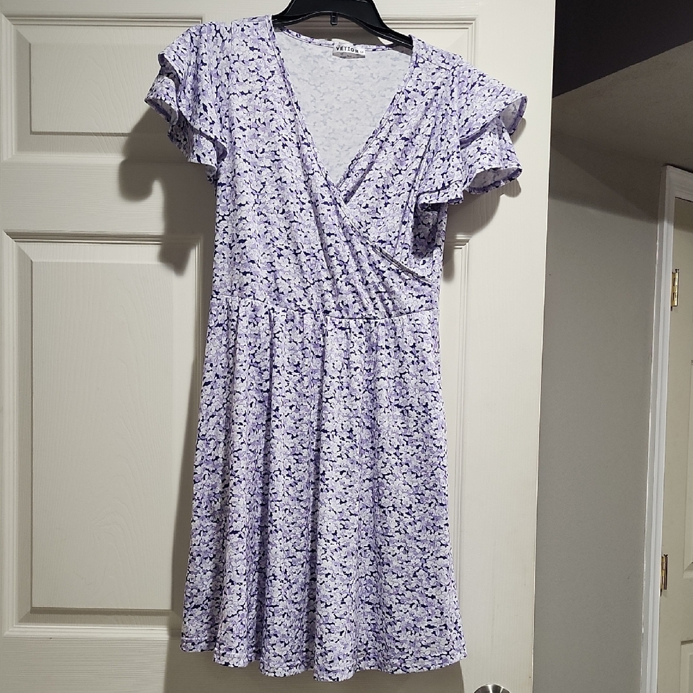 Chic Lavender Floral Midi Dress